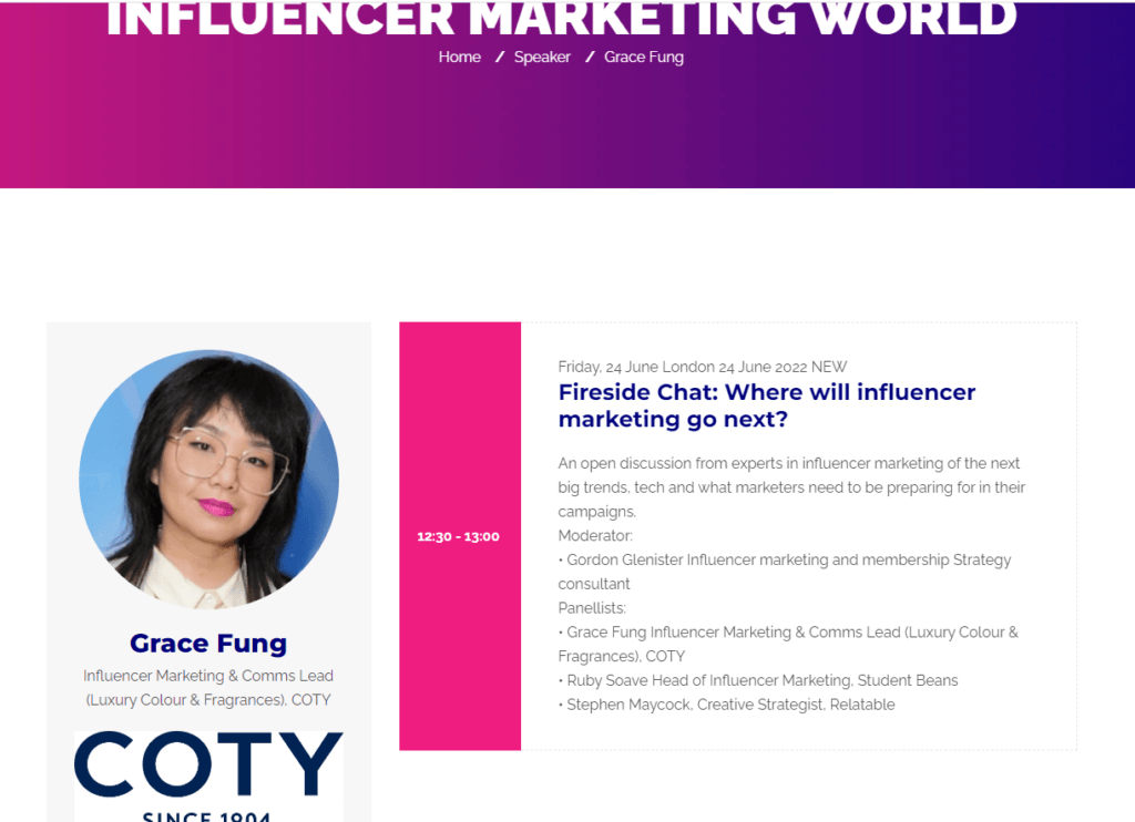 An example topic from a conference talk on influencer marketing